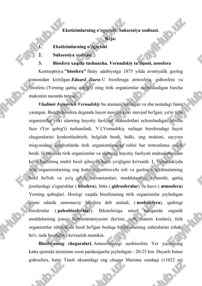 ekotizimlarning o'zgarishi — DOCX