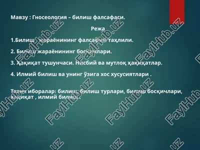 gnoseologiya – bilish falsafasi — PPT