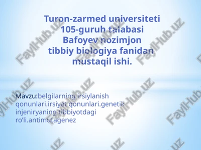 irsiyat qonunlari — PPTX