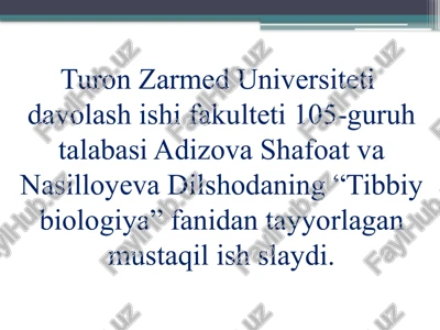 tibbiy biologiya fanidan mustaqil ishlaydi — PPTX