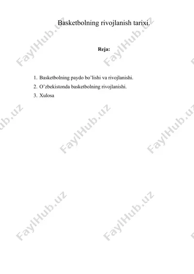 basketbolning rivojlanish tarixi — DOC