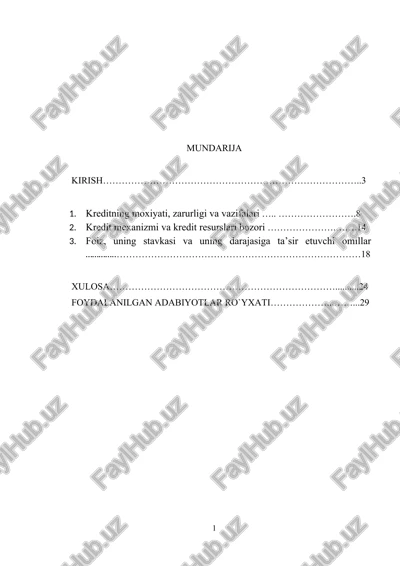 kreditning moxiyati, zarurligi va vazifalari — DOCX