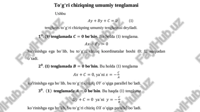 to‘g'ri chiziqning umumiy tenglamasi — PPTX