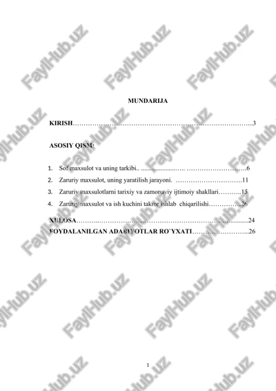 zaruriy maxsulotlarni tarixiy va zamonaviy ijtimoiy shakllari — DOCX