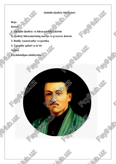 abdulla qodiriy hikoyalari — DOCX