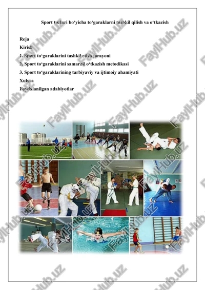 sport to'garaklarini tashkil etish va o‘tkazish — DOCX