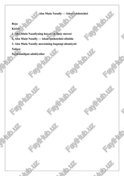 abu muin nasafiy islom islohotchisi — DOCX