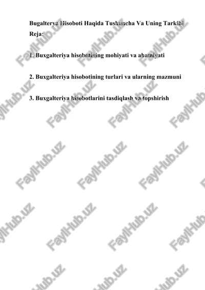 bugalterya hisoboti haqida tushuncha va uning tarkibi — DOCX