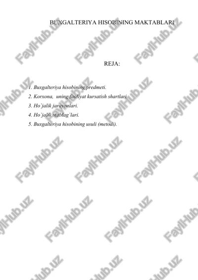 buxgalteriya hisobining maktablari — DOC