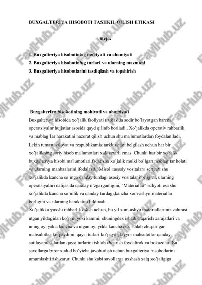 buxgalteriya hisoboti tashkil qilish etikasi — DOCX