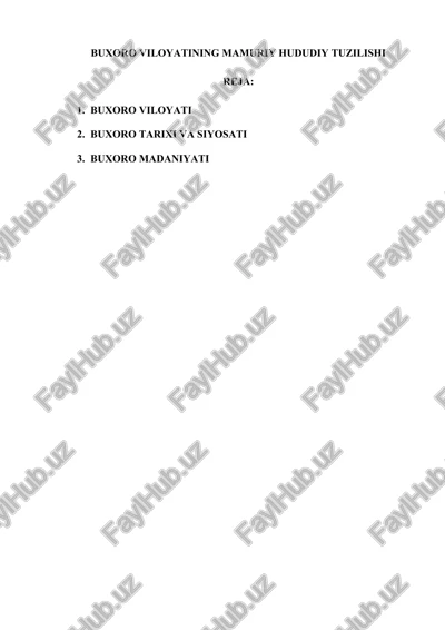 buxoro viloyatining mamuriy hududiy tuzilishi — DOCX