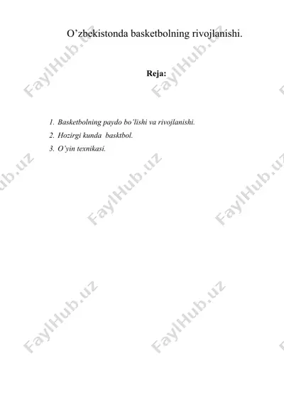 o’zbekistonda basketbolning rivojlanishi — DOC