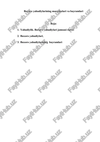 buxoro yahudiylarining marosimlari va bayramlari — DOCX