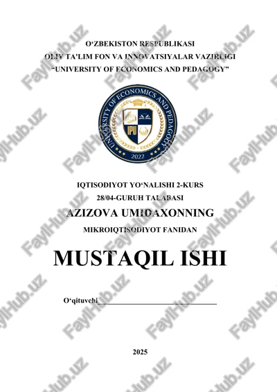 mikro iqtisodiyot fanidan mustaqil ish — DOCX