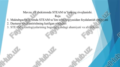 o‘zbekistonda steam ta’limning rivojlanishi — PPTX