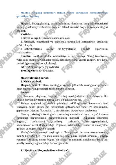stressni kamaytirish treningi — DOCX