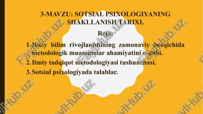 sotsial psixologiyaning shakllanish tarixi — PPTX