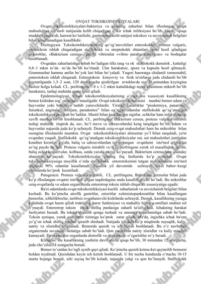 ovqat toksikoinfeksiyalari — DOCX