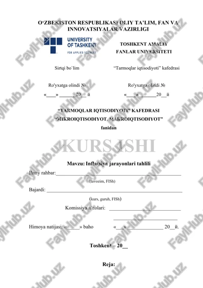 "inflatsiya jarayonlari tahlili" — DOC