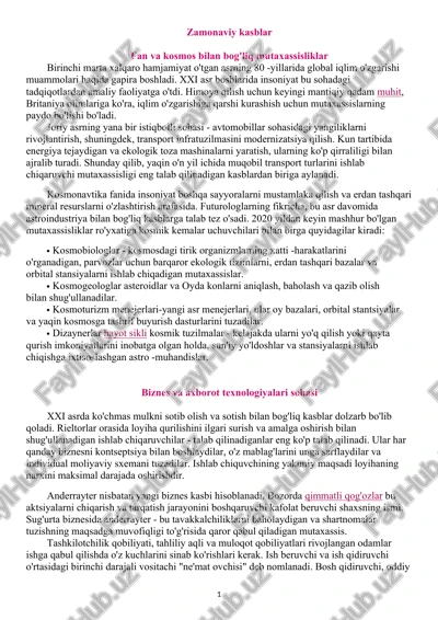 zamonaviy kasblar — DOCX