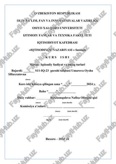 iqtisodiy faoliyat va uning turlari — DOCX