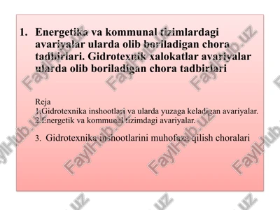 gidrotexnik xalokatlar va avariyalar — PPTX