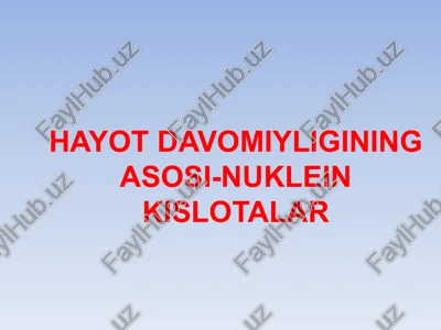 hayot davomiyligining asosi-nuklein kislotalar — PPTX