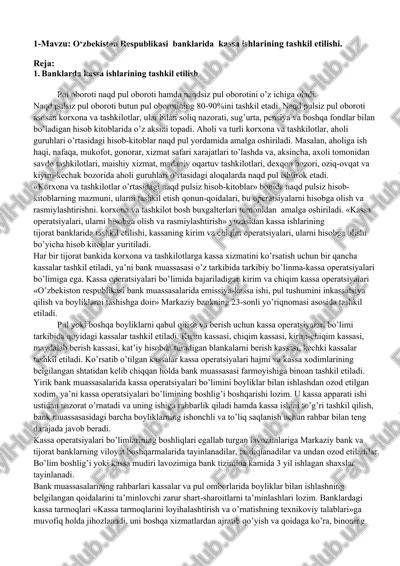 kassa ishlarining tashkili — DOCX