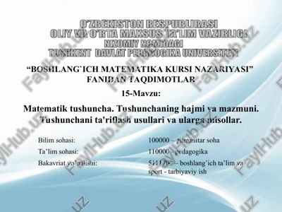 boshlang`ich matematika kursi nazariyasi — PPT