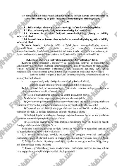 ishlab chiqarish faoliyati samaradorligi tizimi — DOCX