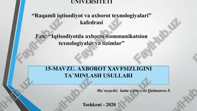 axborot xavfsizligini ta`minlash usullari — PPT