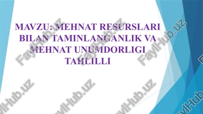 mehnat resurslari bilan taminlanganlik va mehnat unumdorligi tahlilli — PPTX