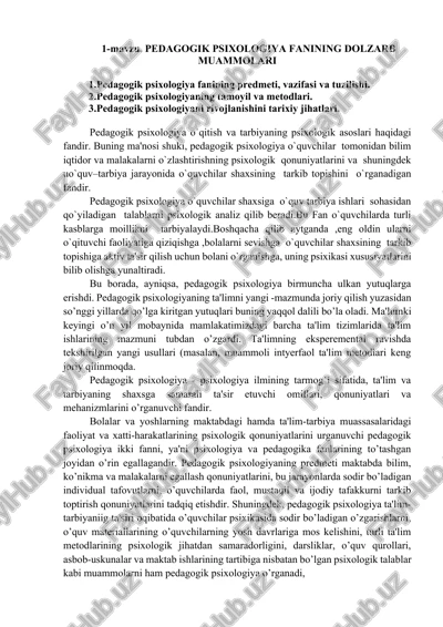 pedagogik psixologiya fanining dolzarb muammolari — DOCX