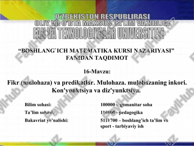 boshlang`ich matematika kursi nazariyasi — PPT