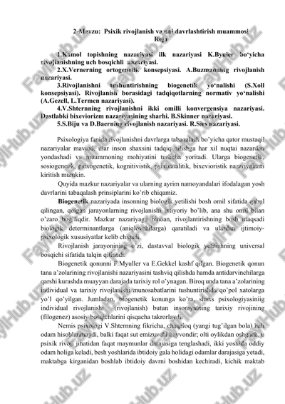 rivojlanishni davrlarga tabaqalash — DOCX