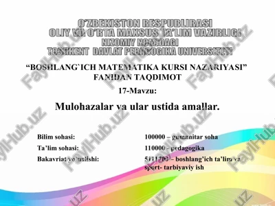 boshlang`ichmatematika kursi nazariyasi — PPT