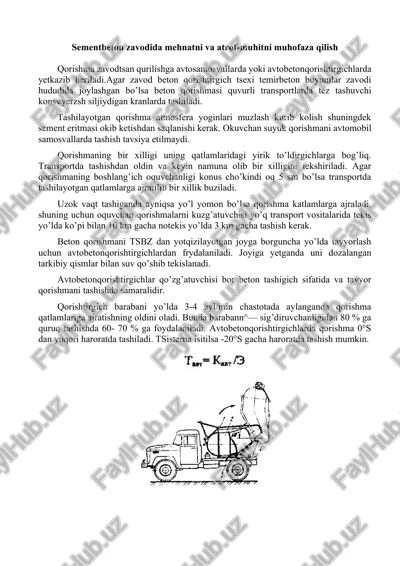 beton qorishmani tashish va muhofaza qilish — DOCX