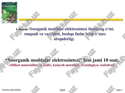 noorganik moddalar elektrosintezi — PPT