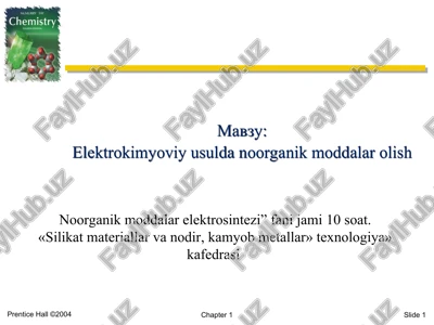 elektrokimyoviy usulda noorganik moddalar olish — PPT