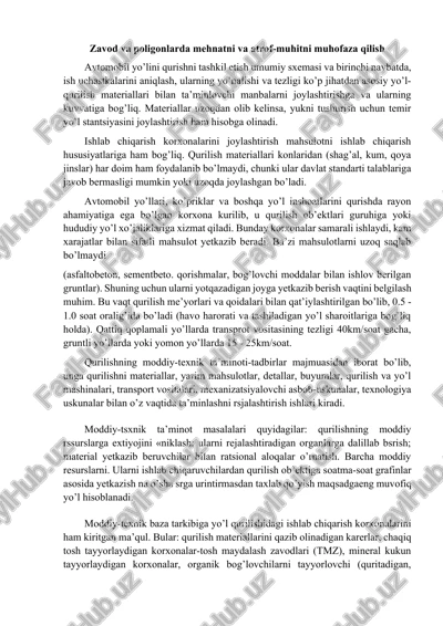 avtomobil yo’lini qurishni tashkil etish — DOCX