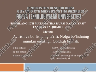 boshlang`ich matematika kursi nazariyasi — PPTX