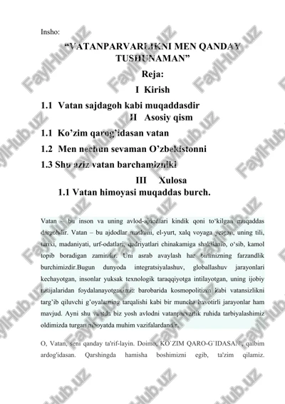 vatanni sevmoq iymondandir — DOCX