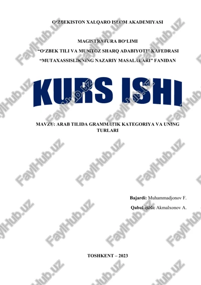 arab tilida grammatik kategoriya va uning turlari — DOCX