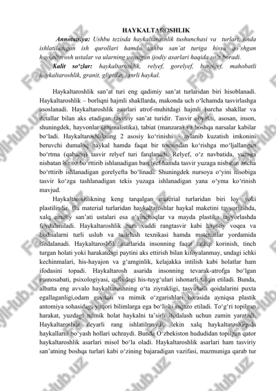 haykaltaroshlik — DOCX