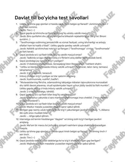 argos 254 talik test javoblari bilan davlat xizmatchisi — PDF