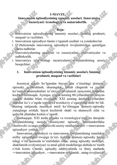 innovatsion iqtisodiyot — DOCX