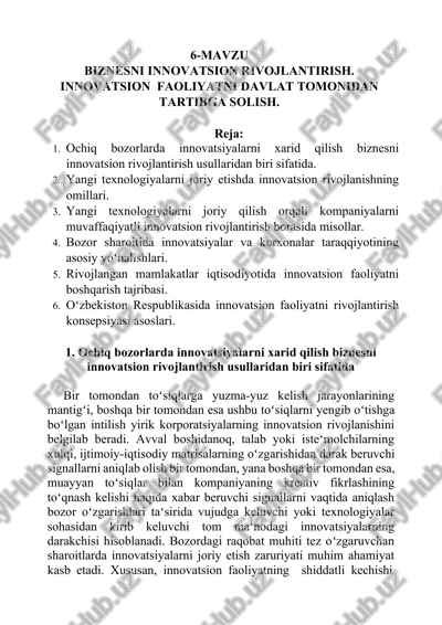 biznesni innovatsion rivojlantirish — DOCX