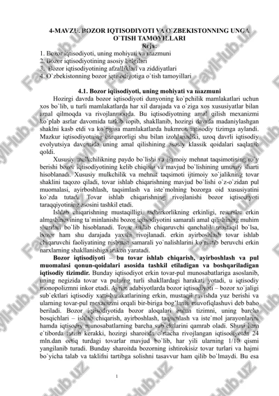 bozor iqtisodiyoti va o'zbekistonning unga o'tish tamoyillari — DOCX