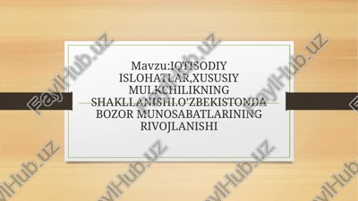 bozor munosabatlarining shakllanishi — PPTX