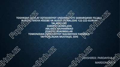 iqtisodiyot fanidan mustaqil ish — PPTX